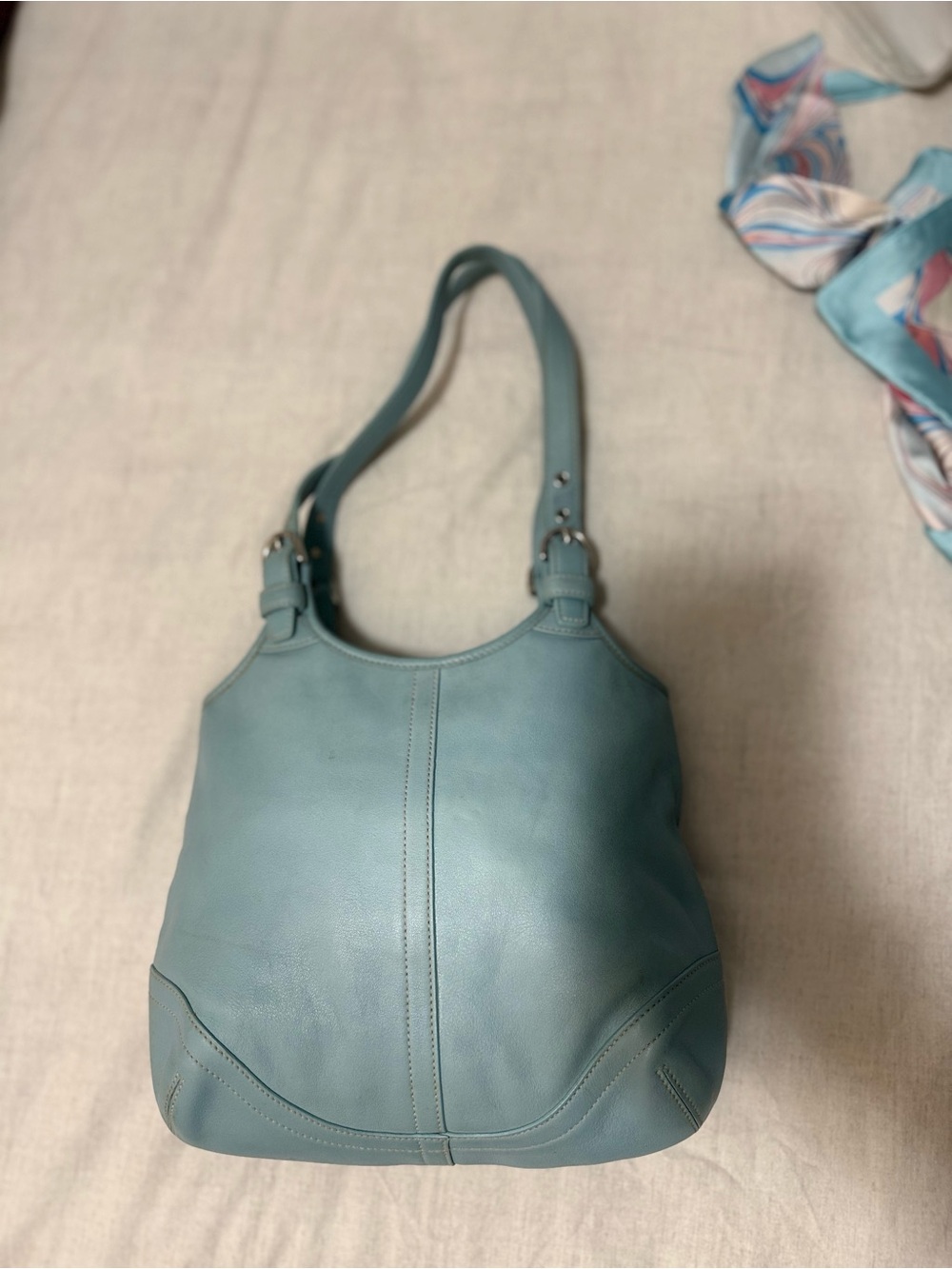 Coach Vintage Light Blue Leather Hobo Shoulder Bag Style L95-4989 - Picture 5 of 16